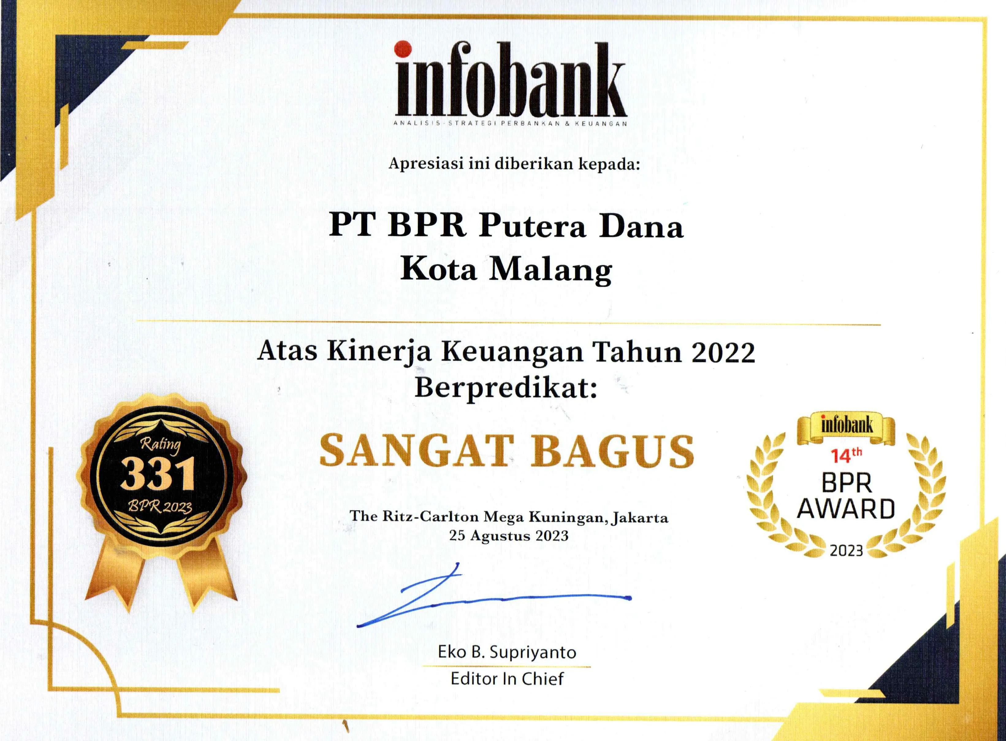 Kinerja Unggul dan Inovatif Raih Penghargaan Infobank 2023